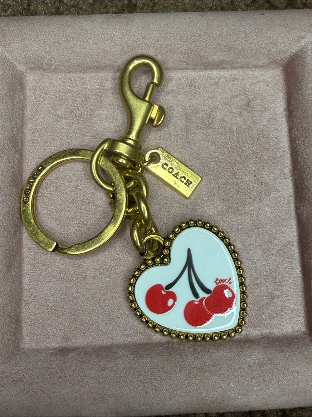 COACH Cherry Heart Keychain/ Bag Charm
